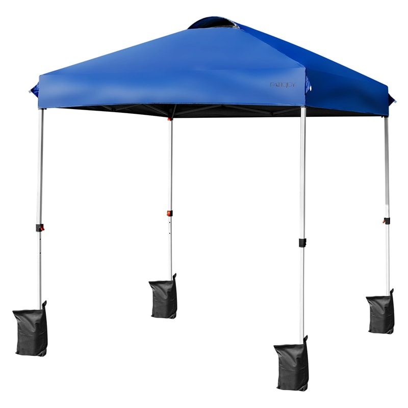 6.6ft x 6.6ft Pop-up Canopy Tent Height Adjustable Commercial Canopy Outdoor Camping Sun Shelter with Roller Bag & 4 Weight Bags