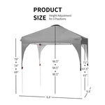 6.6' x 6.6' Outdoor Pop-up Canopy Tent Height Adjustable with Roller Bag