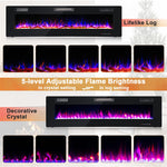 68 Inch Ultra-Thin Electric Fireplace Insert Recessed Wall Mounted Fireplace with Remote Control Crystal Log Decoration Adjustable Flame Effect