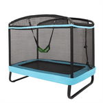 6FT Kids Trampoline with Swing & Safety Enclosure, ASTM Approved Toddler Rectangle Recreational Trampoline for Outdoor Indoor, Max Load 220lbs