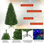 6FT Pre-lit Artificial Christmas Tree Hinged Xmas Tree 1000 PVC Branch with 350 Dual-Colored LED Lights & Metal Stand