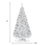 6FT White Christmas Tree Hinged Artificial Xmas Tree Home Holiday Décor with 650 Branches & Metal Stand