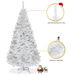 6FT White Christmas Tree Hinged Artificial Xmas Tree Home Holiday Décor with 650 Branches & Metal Stand