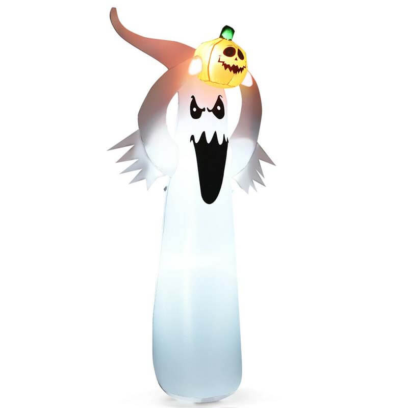 6FT Halloween Ghost Inflatable Blow Up Ghost Decoration with Pumpkin, Air Blower & LED Lights for Home Yard Lawn