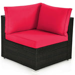 6 Pcs Patio Rattan Conversation Set Wicker Outdoor Sectional Seating Group with Cushions & Coffee Table