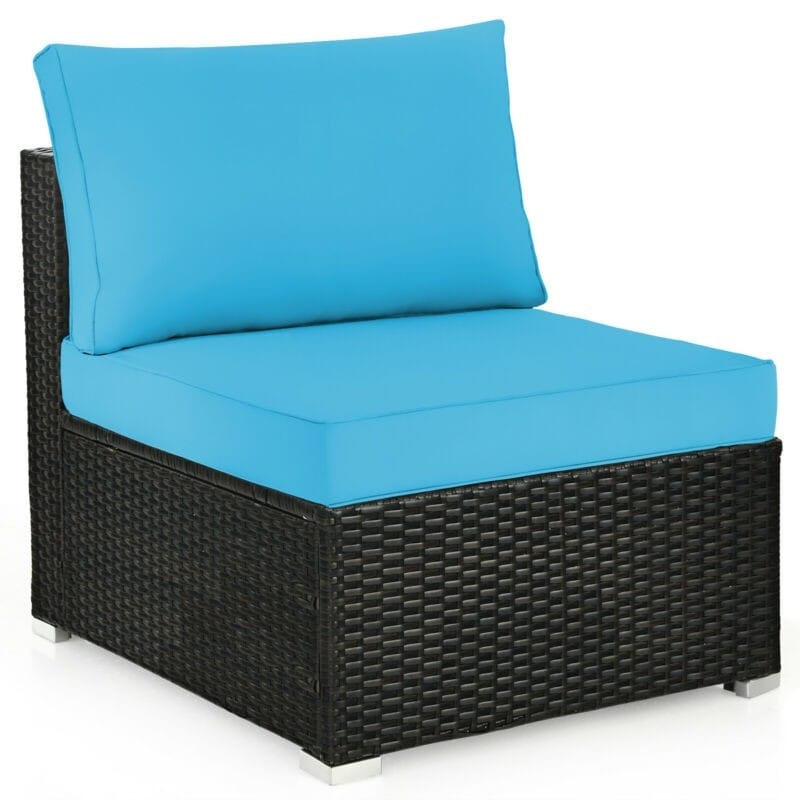 6 Pcs Patio Rattan Conversation Set Wicker Outdoor Sectional Seating Group with Cushions & Coffee Table