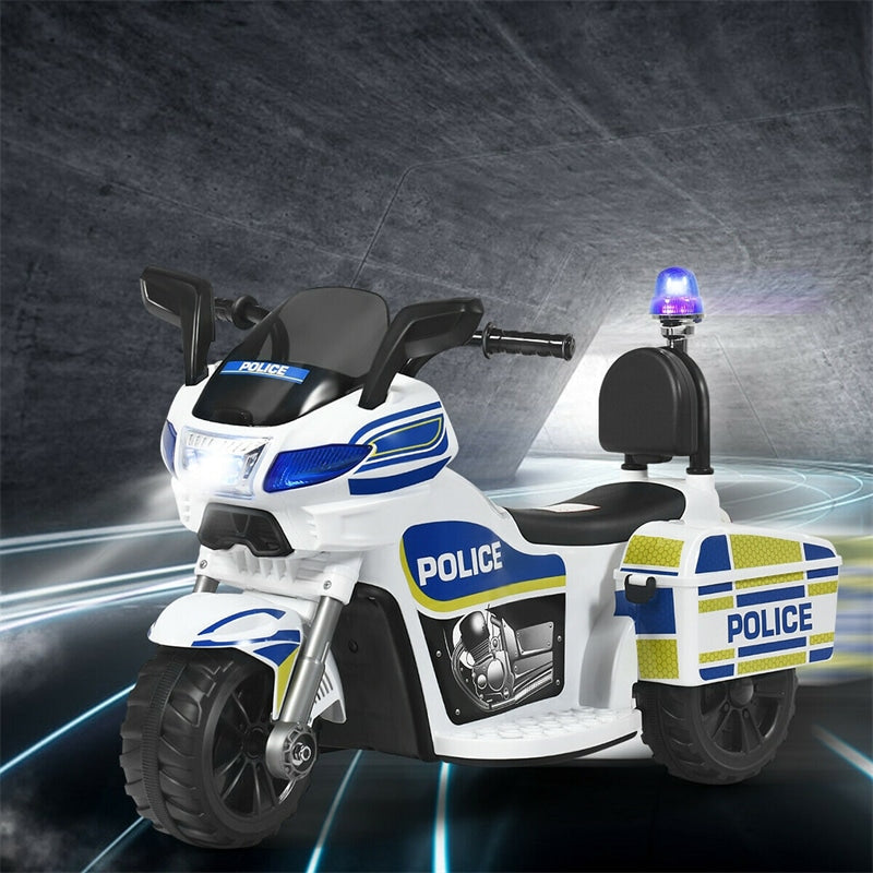 Kids Ride On Police Motorcycle 6V Battery Powered 3-Wheel Motorcycle Trike with Headlight Police Light