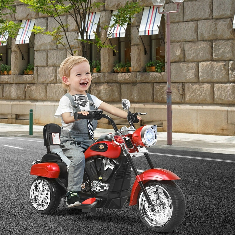 Kids Ride on Chopper Motorcycle, 3-Wheel 6V Battery Powered Trike Motorcycle with Headlights, ASTM Certification