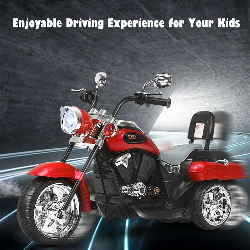 Kids Ride on Chopper Motorcycle, 3-Wheel 6V Battery Powered Trike Motorcycle with Headlights, ASTM Certification