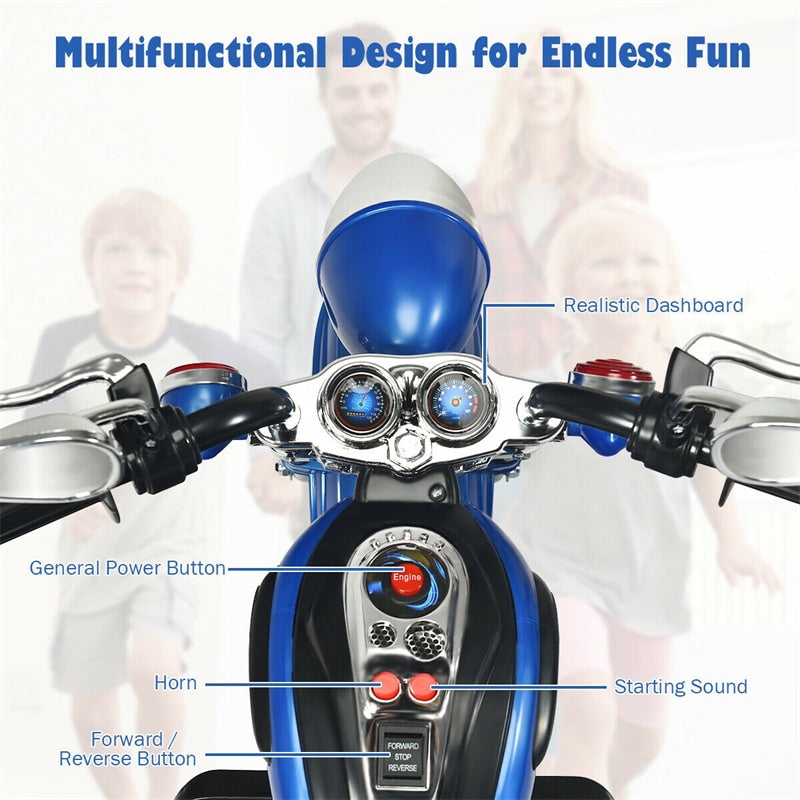 Kids Ride on Chopper Motorcycle, 3-Wheel 6V Battery Powered Trike Motorcycle with Headlights, ASTM Certification