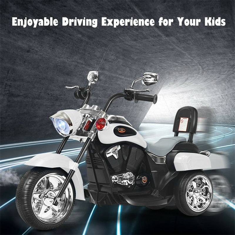 Kids Ride on Chopper Motorcycle 3-Wheel 6V Battery Powered Trike Motorcycle with Headlights, ASTM Certification