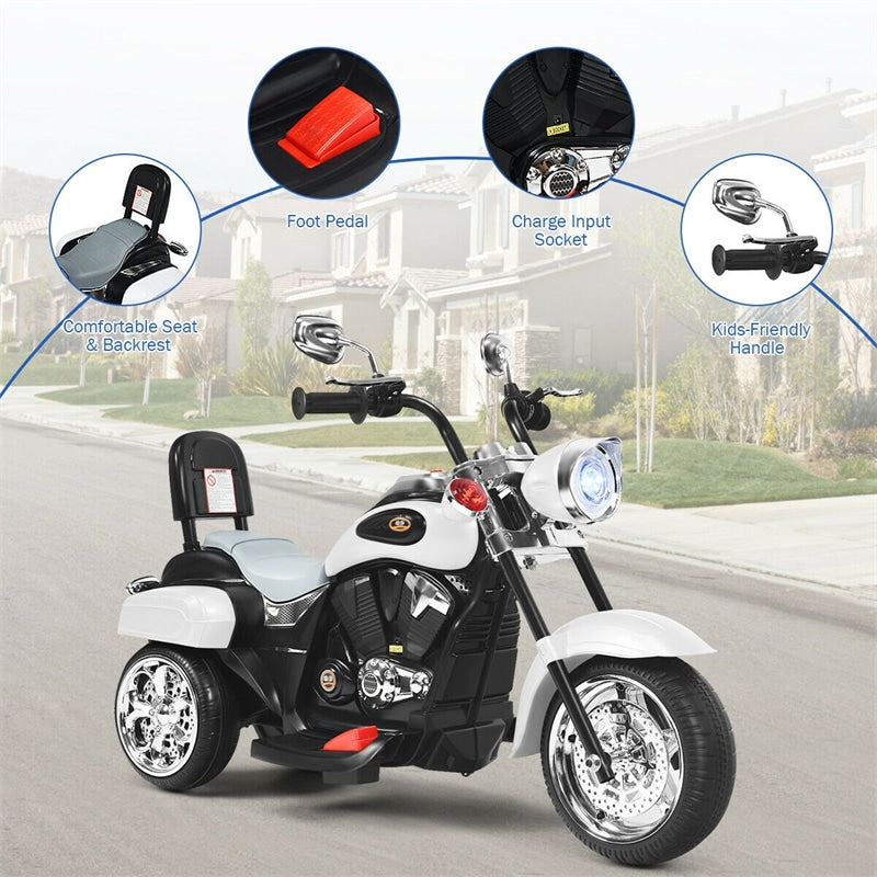 Kids Ride on Chopper Motorcycle, 3-Wheel 6V Battery Powered Trike Motorcycle with Headlights, ASTM Certification