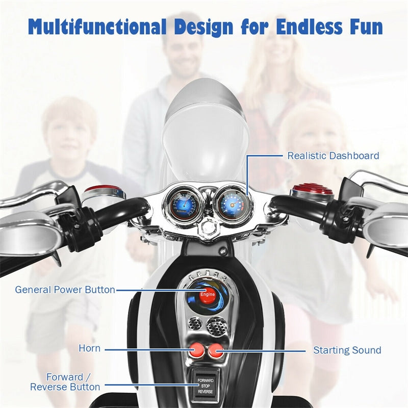 Kids Ride on Chopper Motorcycle, 3-Wheel 6V Battery Powered Trike Motorcycle with Headlights, ASTM Certification