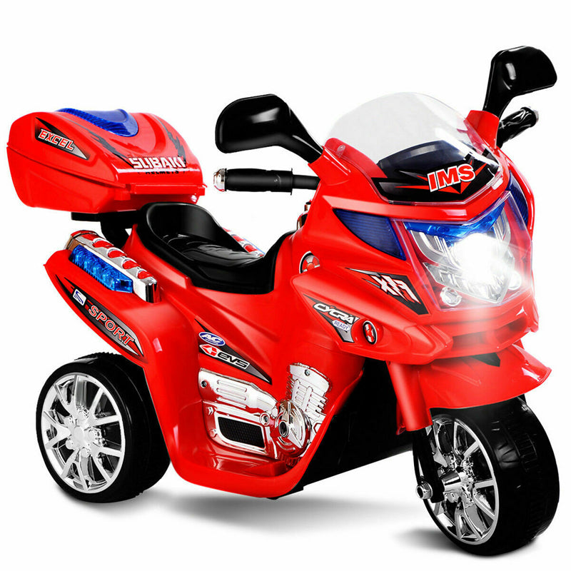 Kids Ride On Motorcycle 6V Battery Powered Electric 3-Wheel Motorcycle with Headlights