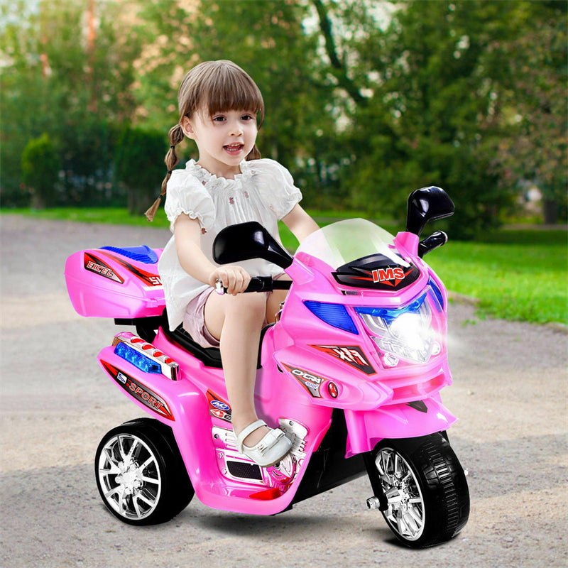 Kids Ride On Motorcycle 6V Battery Powered Electric 3-Wheel Motorcycle with Headlights