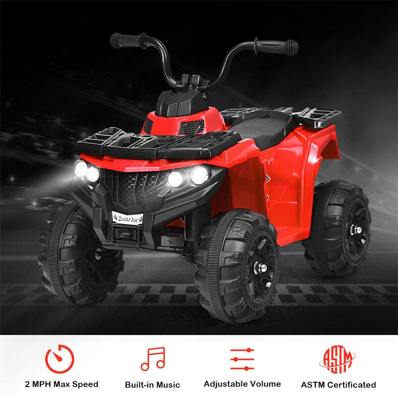 Kids Electric Ride-on ATV 6V Battery Powered 4 Wheeler Quad Car Toy with LED Headlights, Music & MP3 Player