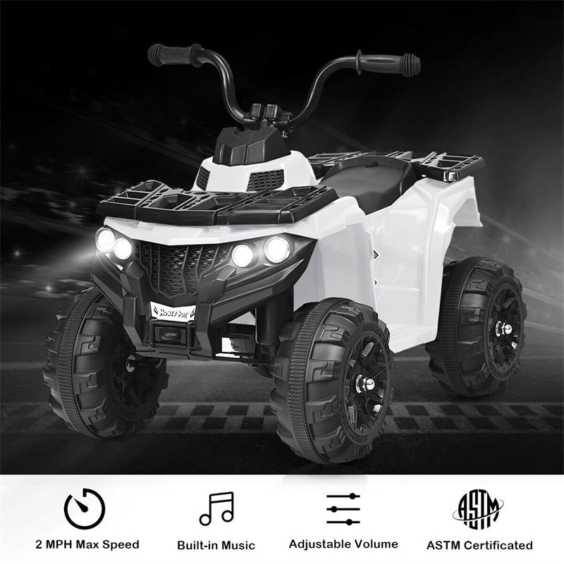 Kids Electric Ride-on ATV 6V Battery Powered 4 Wheeler Quad Car Toy with LED Headlights, Music & MP3 Player