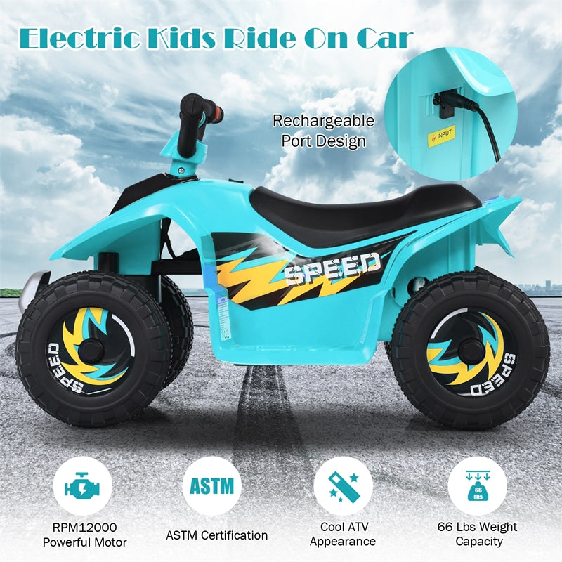 6V Kids Ride-on ATV Quad Mini 4 Wheeler Battery Powered Off-Road Vehicle with Anti-Slip Wheels