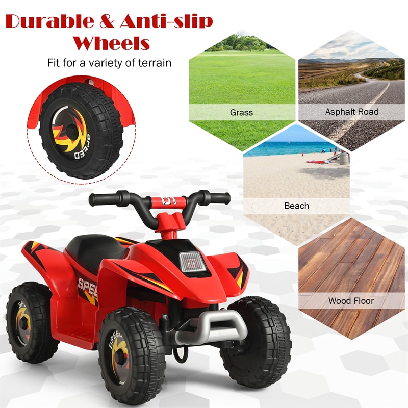 6V Kids Ride-on ATV Quad Mini 4 Wheeler Battery Powered Off-Road Vehicle with Anti-Slip Wheels