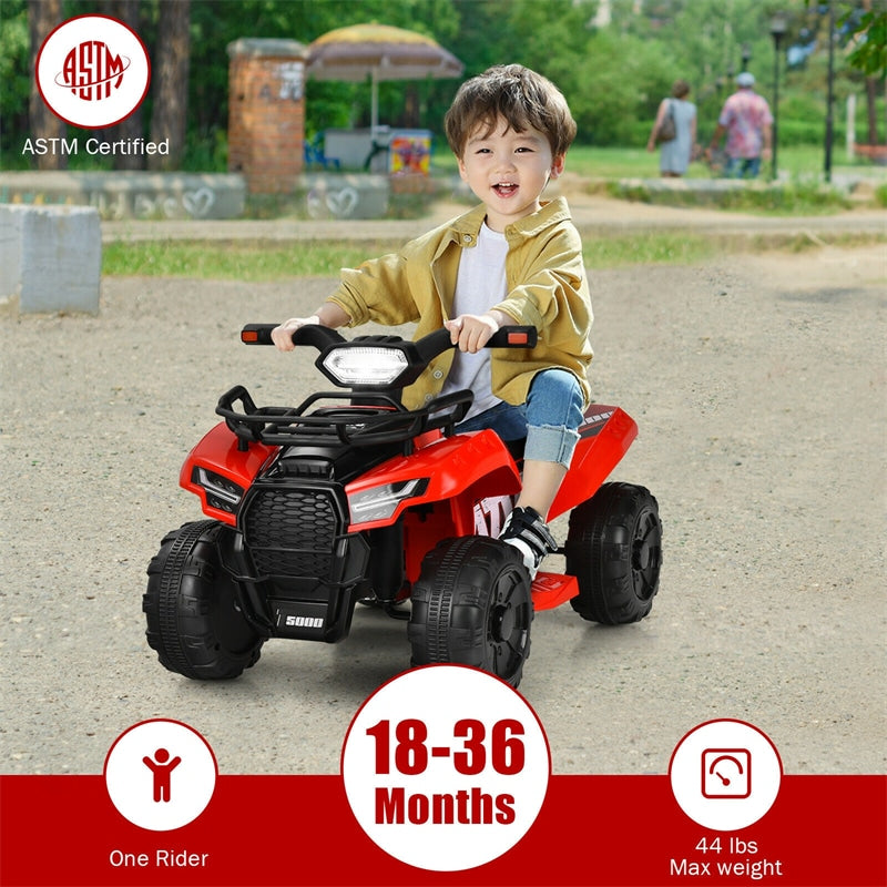 Kids Ride On ATV Quad Car 6V Battery Powered Electric Vehicle with LED Light and MP3