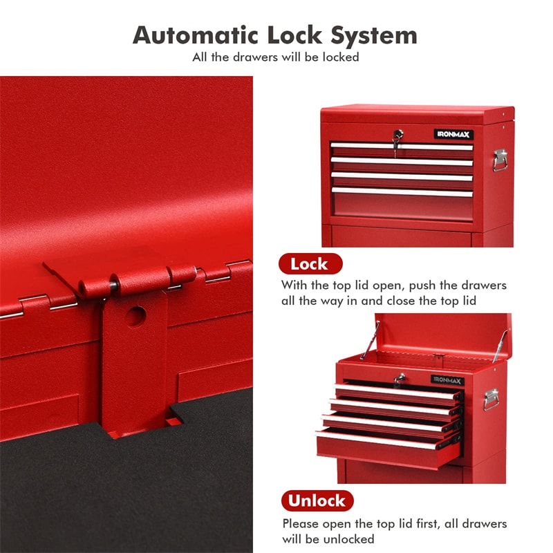 Nightcore 6 Drawer Rolling Tool Chest, 3 in 1 Tool Cabinet with Wheels and  Keyed Locking System, Rolling Tool Box with Sliding Drawers, Removable  Portable Top Box, Tool Storage for Garage Workshop