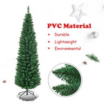 6ft Pencil Christmas Tree Slim Artificial Xmas Tree with 400 PVC Branch Tips & Foldable Metal Stand