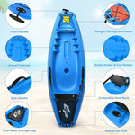 6ft Sit-On-Top Youth Kayak Kids Kayak Recreational Rowing Fishing Boat with Paddle and Folding Backrest