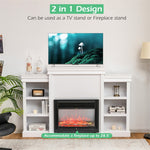 70" Modern Fireplace TV Stand with Storage Shelves for Living Room & Bedroom, Freestanding Mantel for 28.5" Electric Fireplace