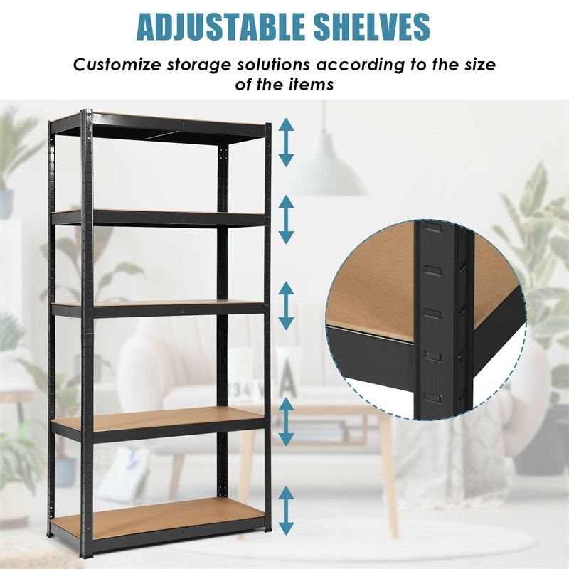 5-Tier Steel Freestanding Shelving Unit 72 Inch Adjustable Garage Storage Rack Open Display Shelf Unit