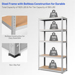 5-Tier Steel Freestanding Shelving Unit 72 Inch Adjustable Garage Storage Rack Open Display Shelf Unit