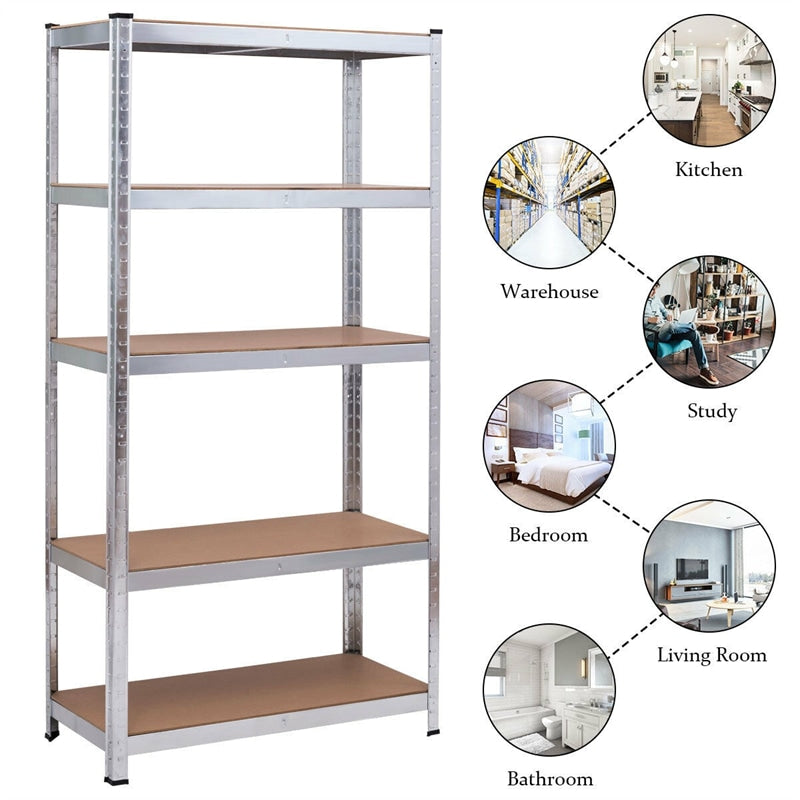 5-Tier Steel Freestanding Shelving Unit 72 Inch Adjustable Garage Storage Rack Open Display Shelf Unit