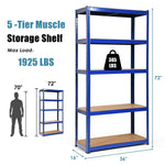 5-Tier Steel Freestanding Shelving Unit 72 Inch Adjustable Garage Storage Rack Open Display Shelf Unit