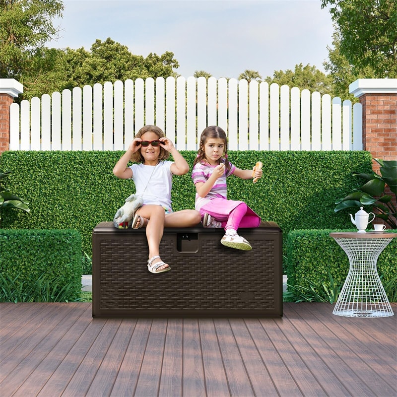 73 Gallon Patio Deck Box All Weather Outdoor Storage Container with Lockable Lid for Yard Garden