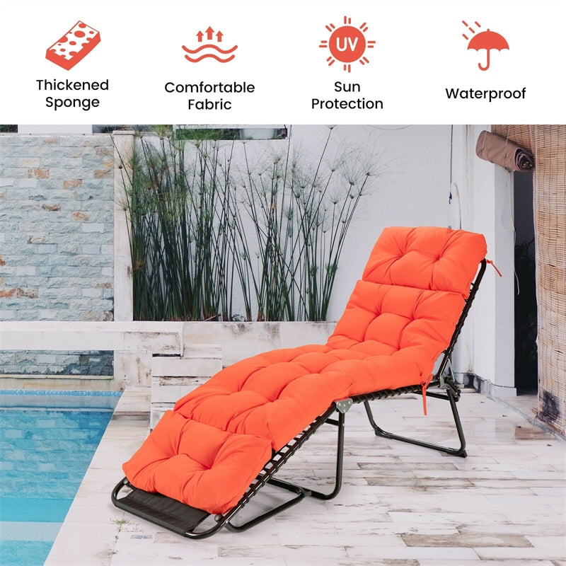 73" Outdoor Lounge Chaise Padded Cushion with String Ties