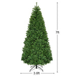 7FT Pre-lit Artificial Christmas Tree Hinged Xmas Tree 1570 PVC Branch 11 Flash Modes with Multicolored 500 LED Lights & Metal Stand