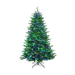 7FT Pre-Lit Artificial Christmas Tree, APP Controlled Hinged Xmas Tree with 540 Color Changing LED Lights, 2324 Mixed Branch Tips, Folding Metal Stand