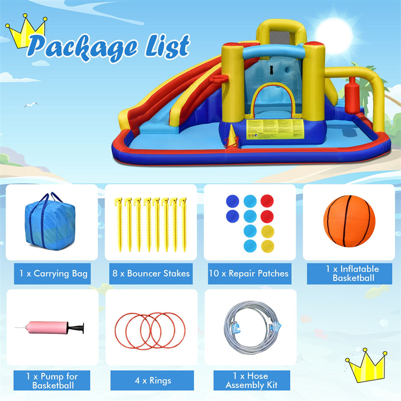 7 in 1 Kids Giant Inflatable Pool Water Slide Bounce House Jumping Castle Combo without Blower