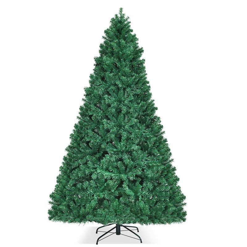 8FT Pre-Lit Artificial Christmas Tree Premium Hinged Spruce Xmas Tree with 430 LED Lights, 1438 PVC Branch & Folding Metal Stand for Holiday Decor