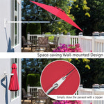 8 FT Wall Mounted Patio Umbrella Tilting Outdoor Umbrella Sunshade Umbrella with Adjustable Pole & Wind Vent