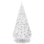 8FT White Snow Flocked Christmas Tree with 1138 PVC Branch Tips, Metal Stand, Artificial Hinged Pine Xmas Tree for Holiday Festive Celebration