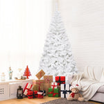 8FT White Snow Flocked Christmas Tree with 1138 PVC Branch Tips, Metal Stand, Artificial Hinged Pine Xmas Tree for Holiday Festive Celebration