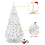 8FT White Snow Flocked Christmas Tree with 1138 PVC Branch Tips, Metal Stand, Artificial Hinged Pine Xmas Tree for Holiday Festive Celebration