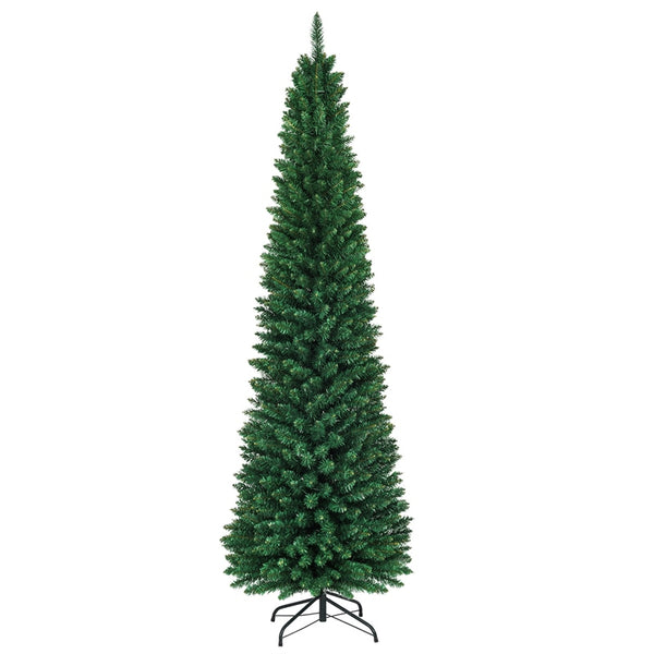 8ft Artificial Pencil Christmas Tree Slim Unlit Xmas Tree 1000 PVC Branch Tips with Foldable Metal Stand for Home Office School Shop Decor