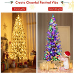 8ft Pre-lit Snow Flocked Christmas Tree with 350 Multicolor LED Lights, 9 Lighting Modes, Remote Control, Premium Hinged Full Tree for Indoor Decor