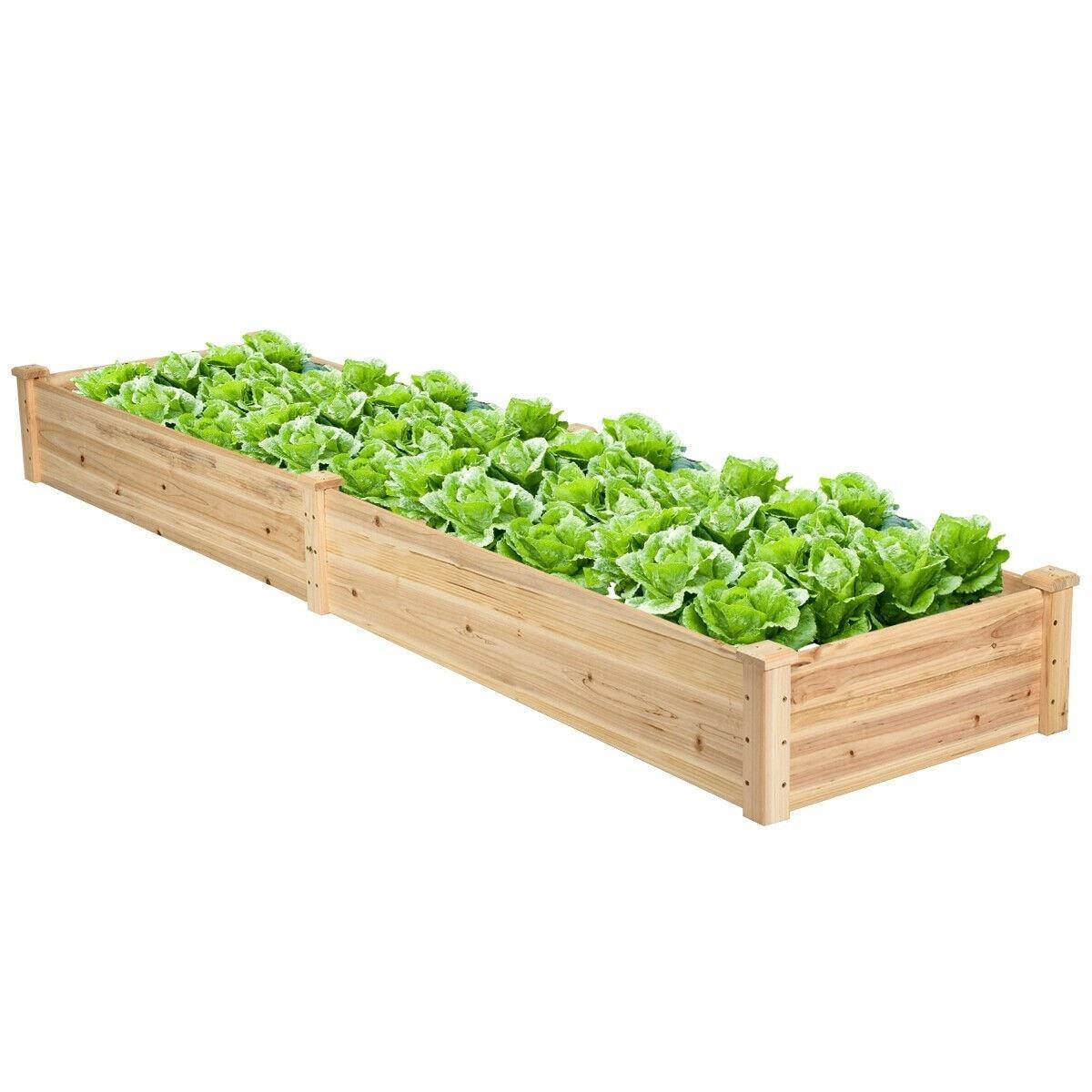 8ft x 2ft Wooden Raised Garden Bed Vegetable Planter Box Kit - Bestoutdor