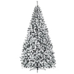 9FT Snow Flocked Christmas Tree Unlit Artificial Wrapped Xmas Tree with 1498 PVC Branch Tips & Sturdy Metal Stand for Holiday Decor