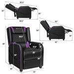 Massage Gaming Recliner Adjustable Gaming Chair Racing Style PU Leather Single Recliner Sofa with Massage Function & Footrest