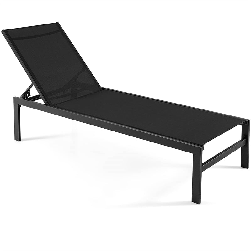 Aluminium Outdoor Chaise Lounge 6-Position Adjustable Patio Lounge Chair Sun Lounger for Poolside Backyard