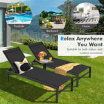 Aluminium Outdoor Chaise Lounge 6-Position Adjustable Patio Lounge Chair Sun Lounger for Poolside Backyard