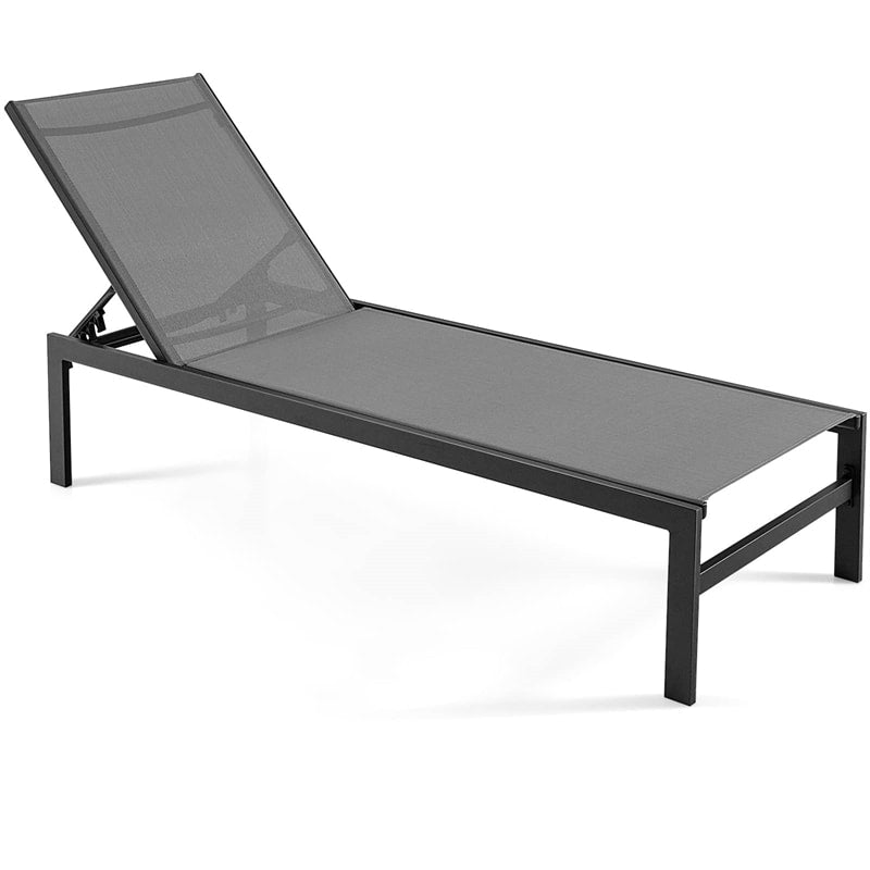 Aluminium Outdoor Chaise Lounge 6-Position Adjustable Patio Lounge Chair Sun Lounger for Poolside Backyard